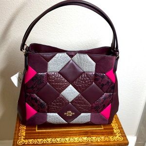 NWT Coach  burgundy patchwork quilt Edie L